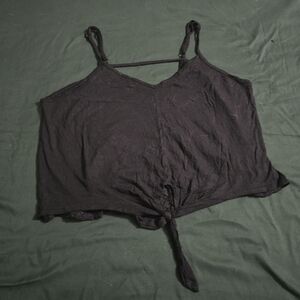 Black Tie-Front Crop Top